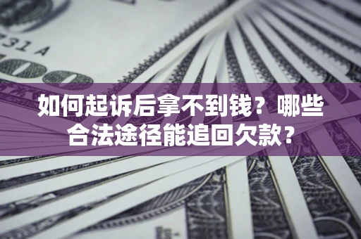 武汉如何起诉后拿不到钱？哪些合法途径能追回欠款？